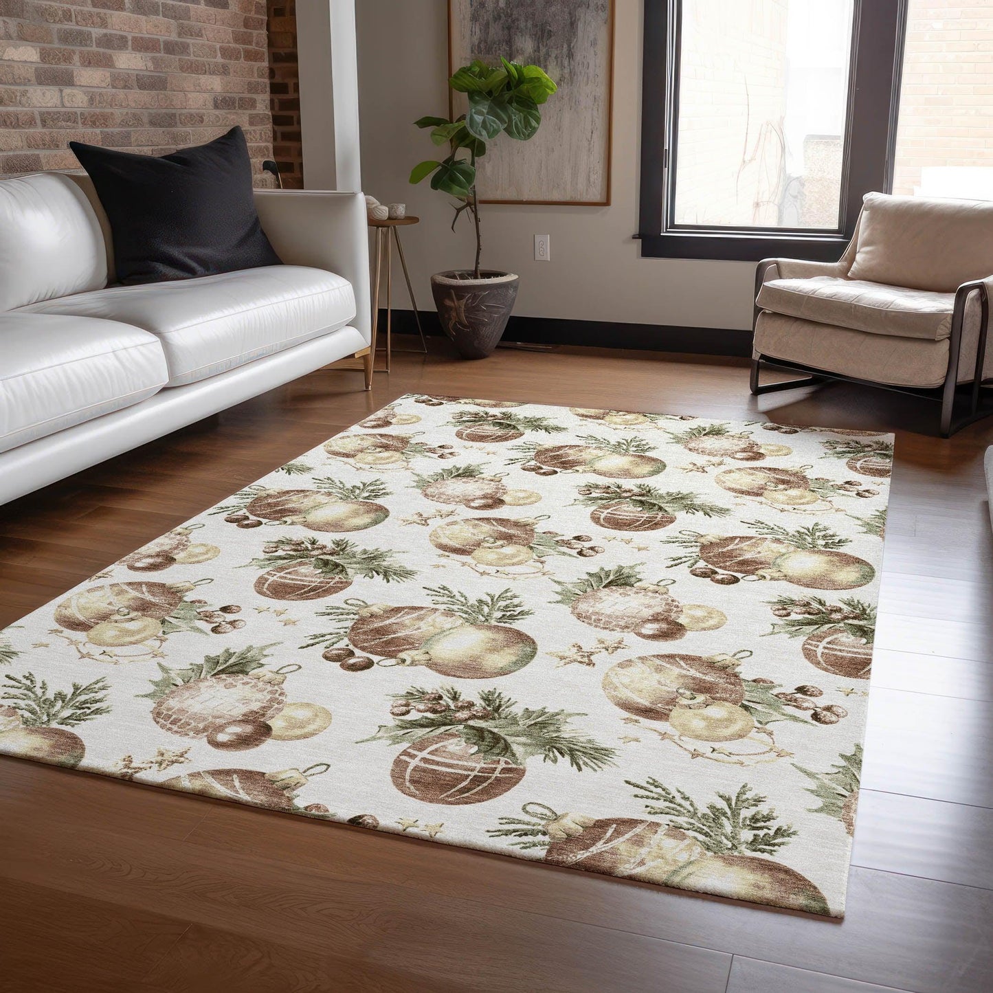Raearis Ivory Washable Indoor-Outdoor Rug