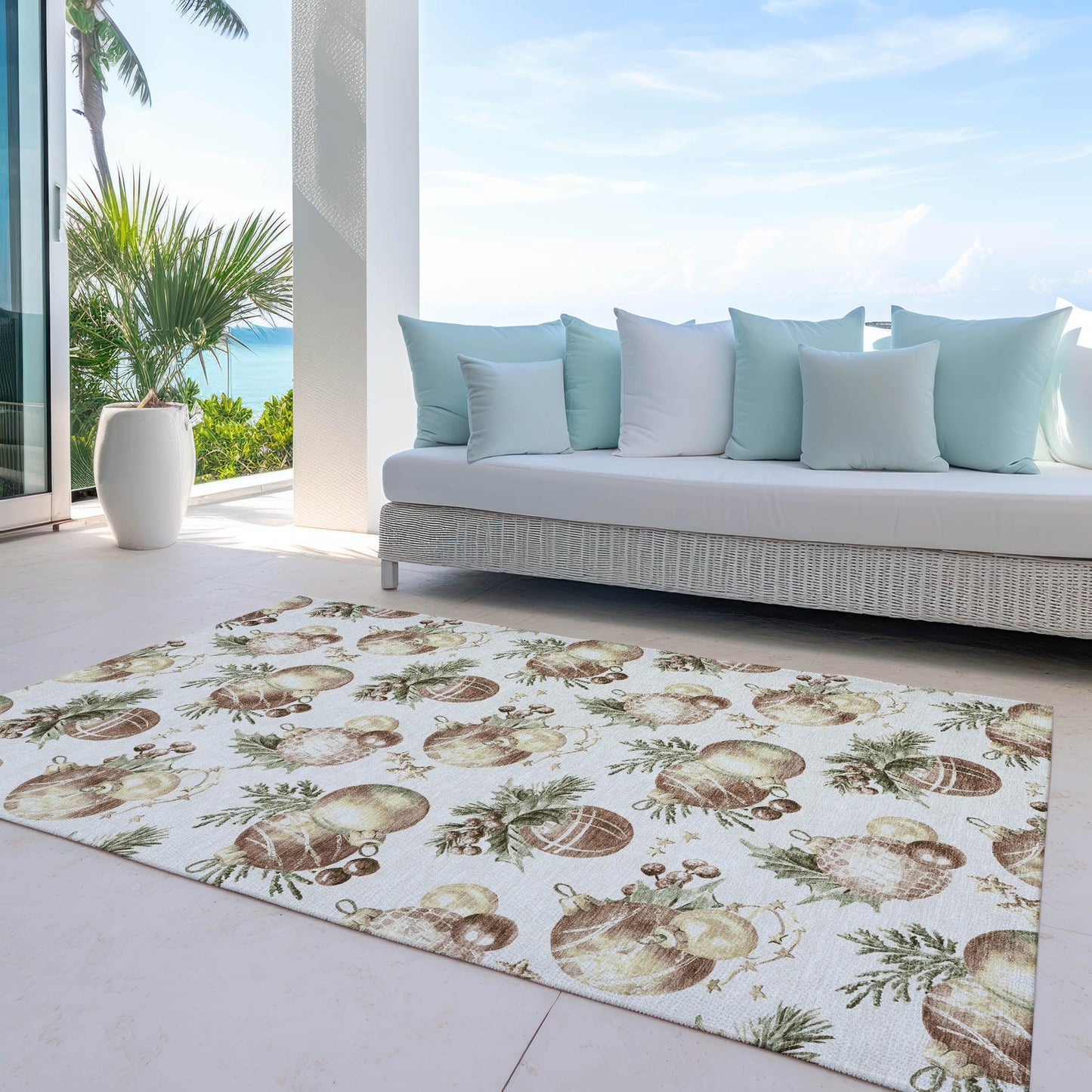 Raearis Ivory Washable Indoor-Outdoor Rug