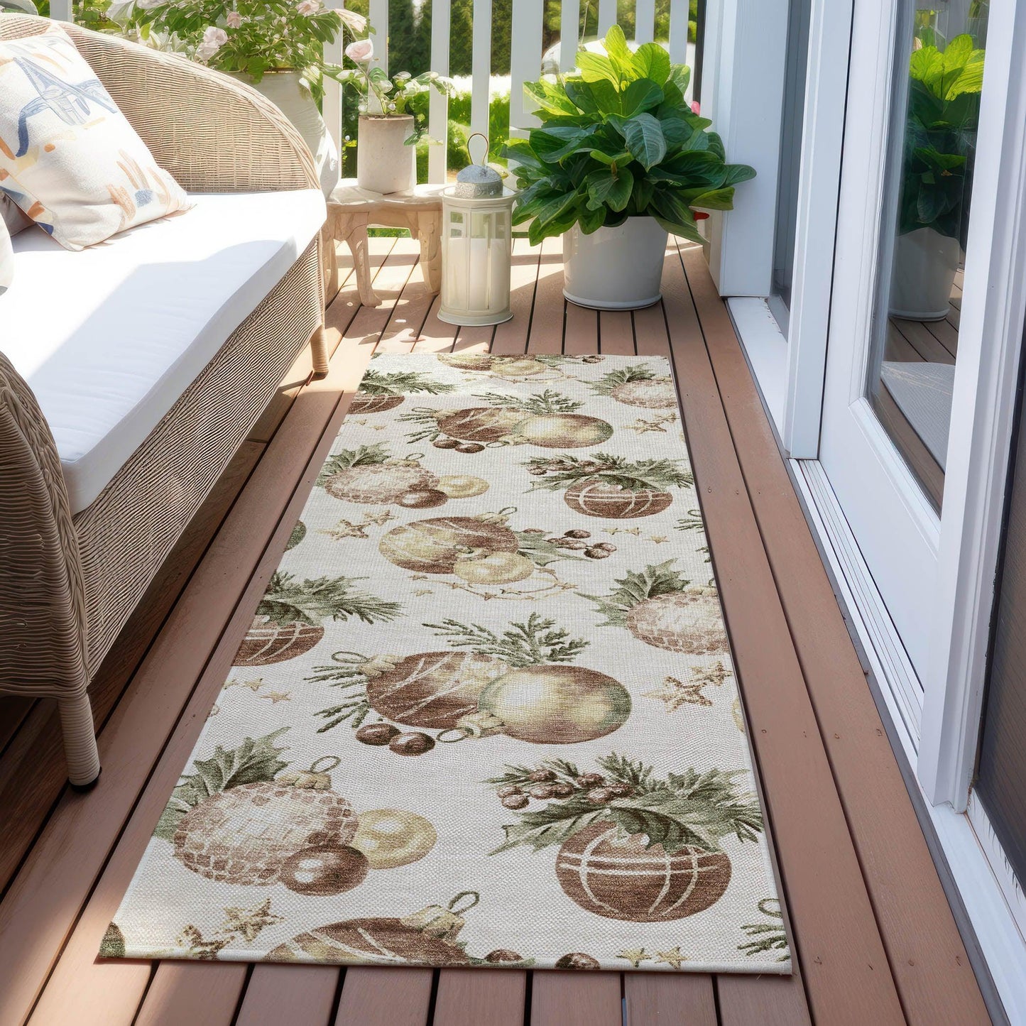 Raearis Ivory Washable Indoor-Outdoor Rug