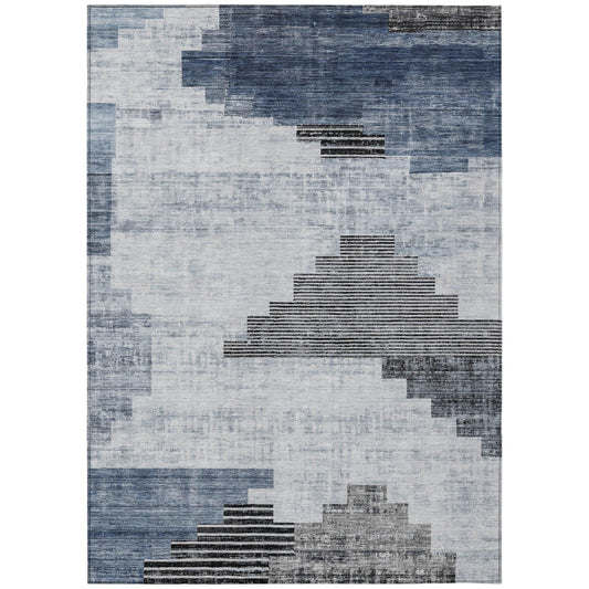 Raeel Blue Washable Indoor-Outdoor Rug