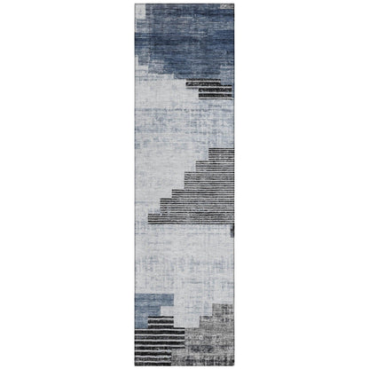 Raeel Blue Washable Indoor-Outdoor Rug