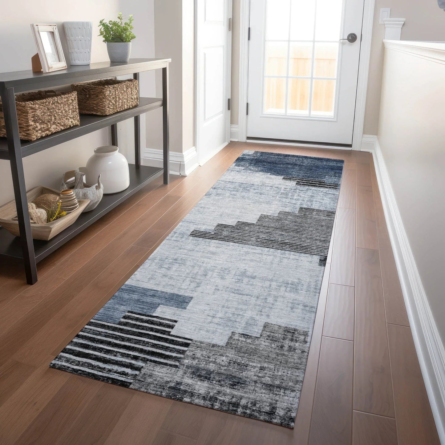 Raeel Blue Washable Indoor-Outdoor Rug