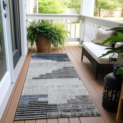 Raeel Blue Washable Indoor-Outdoor Rug