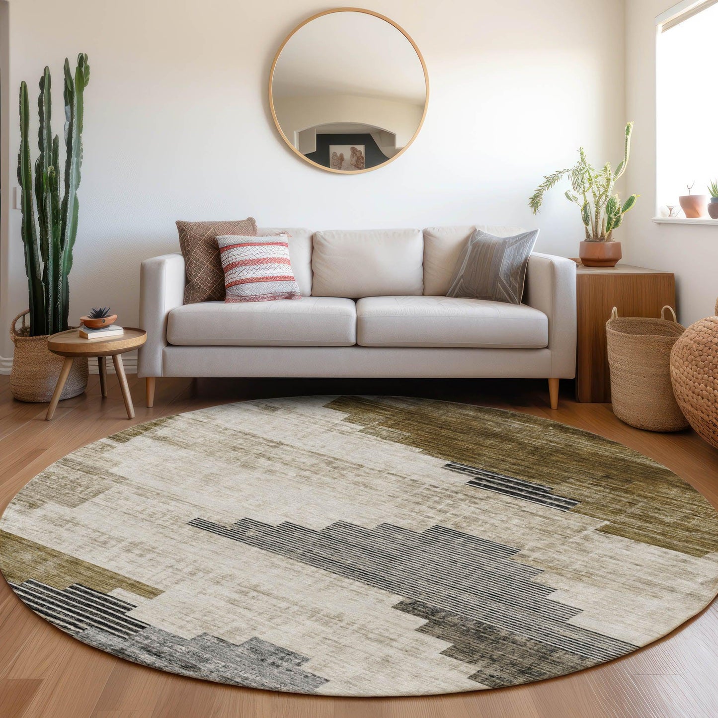 Raeel Brown Washable Indoor-Outdoor Rug