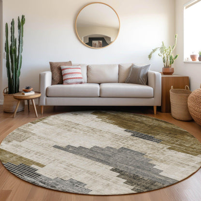 Raeel Brown Washable Indoor-Outdoor Rug