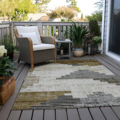Raeel Brown Washable Indoor-Outdoor Rug