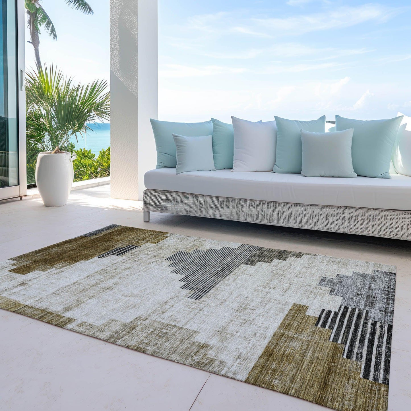 Raeel Brown Washable Indoor-Outdoor Rug