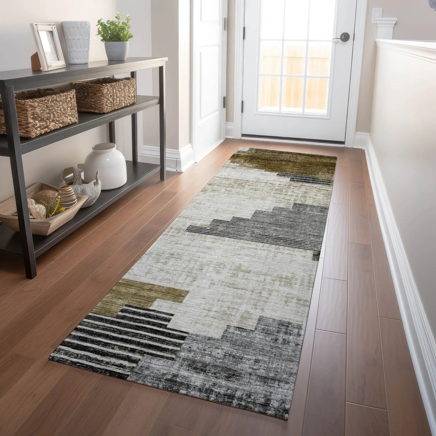 Raeel Brown Washable Indoor-Outdoor Rug