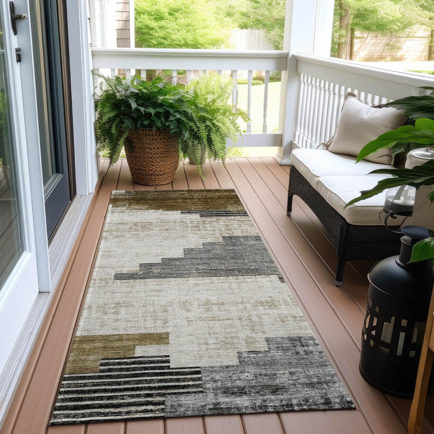Raeel Brown Washable Indoor-Outdoor Rug