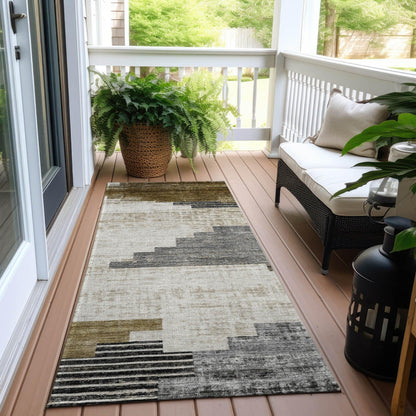 Raeel Brown Washable Indoor-Outdoor Rug