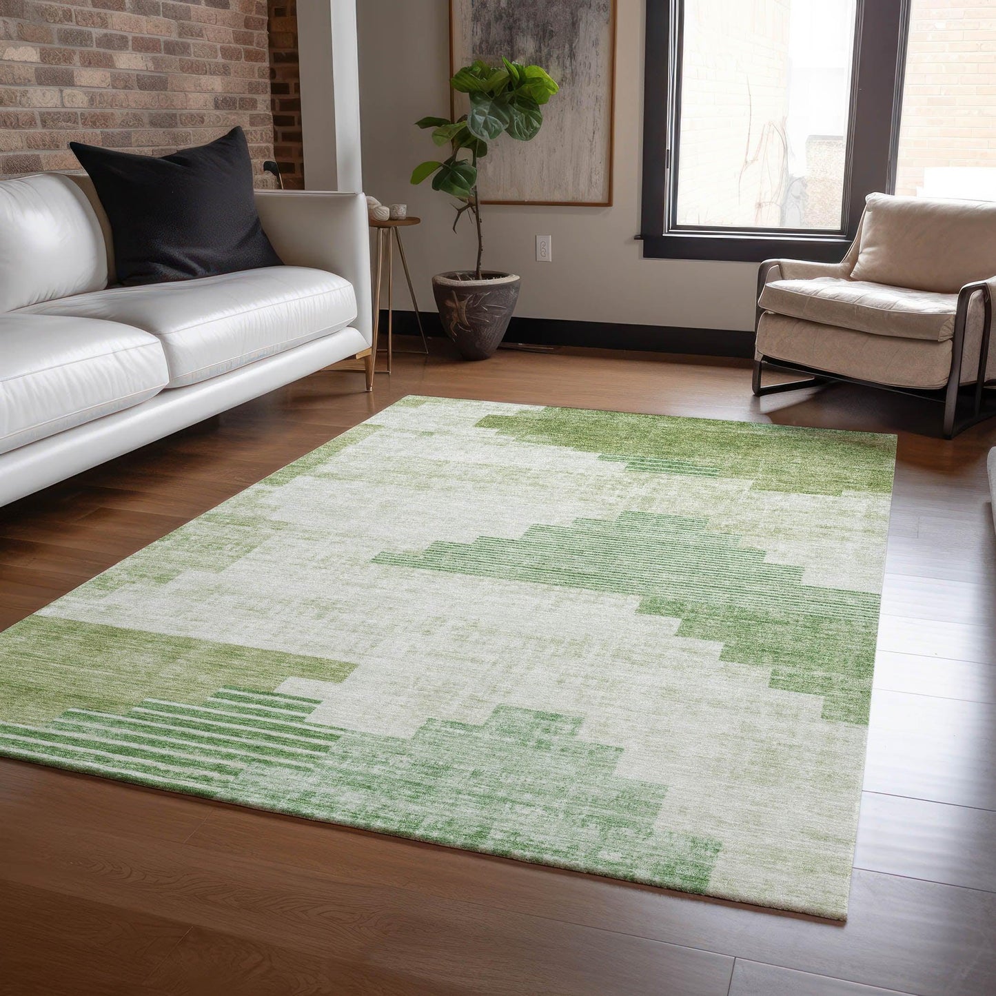 Raeel Green Washable Indoor-Outdoor Rug