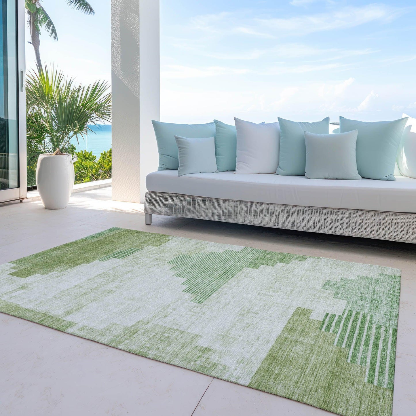 Raeel Green Washable Indoor-Outdoor Rug