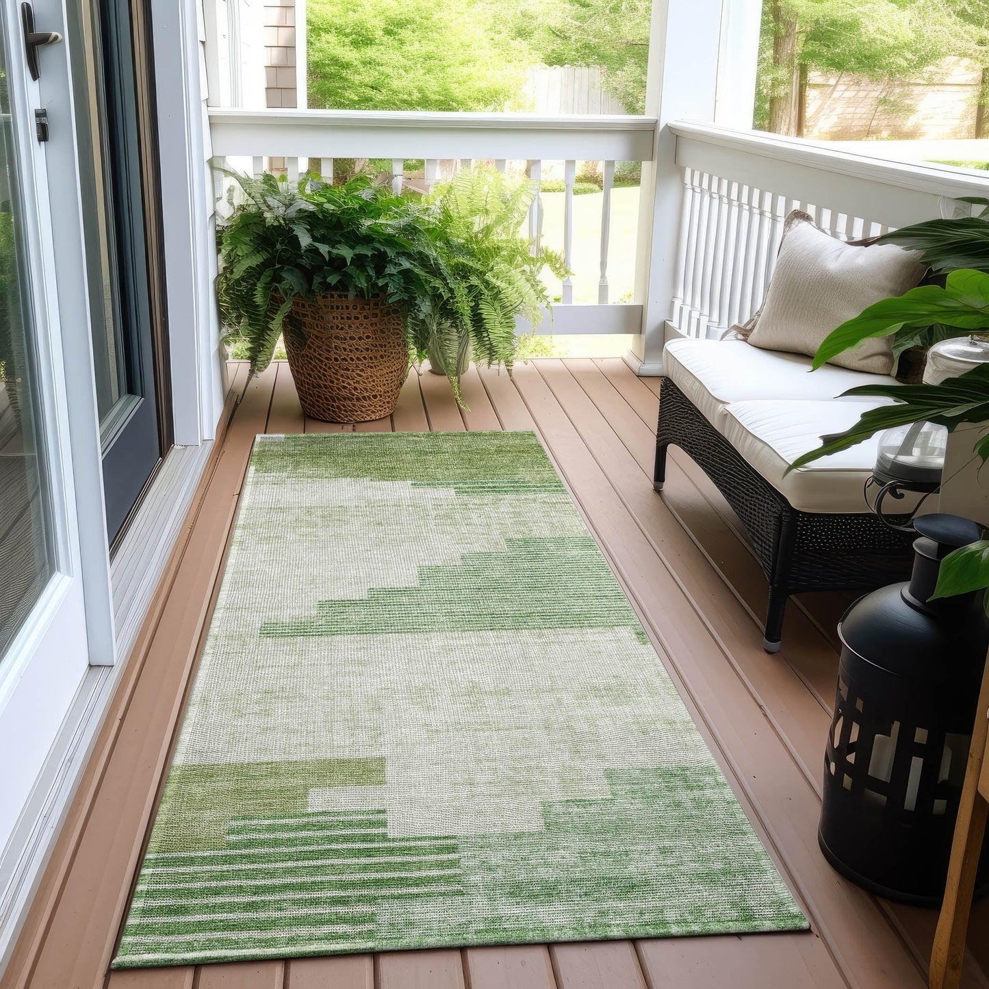 Raeel Green Washable Indoor-Outdoor Rug
