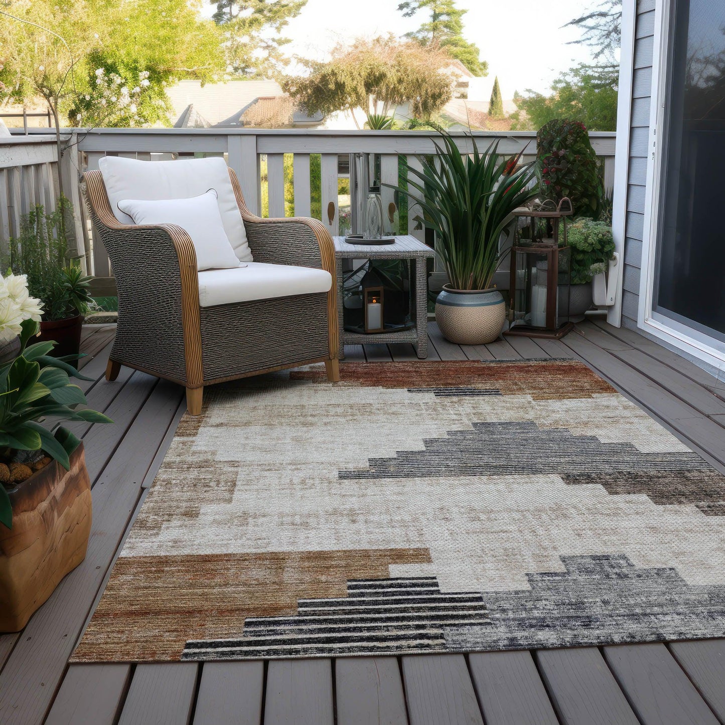 Raeel Orange Washable Indoor-Outdoor Rug