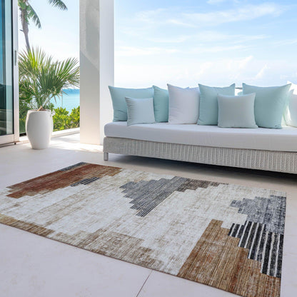 Raeel Orange Washable Indoor-Outdoor Rug