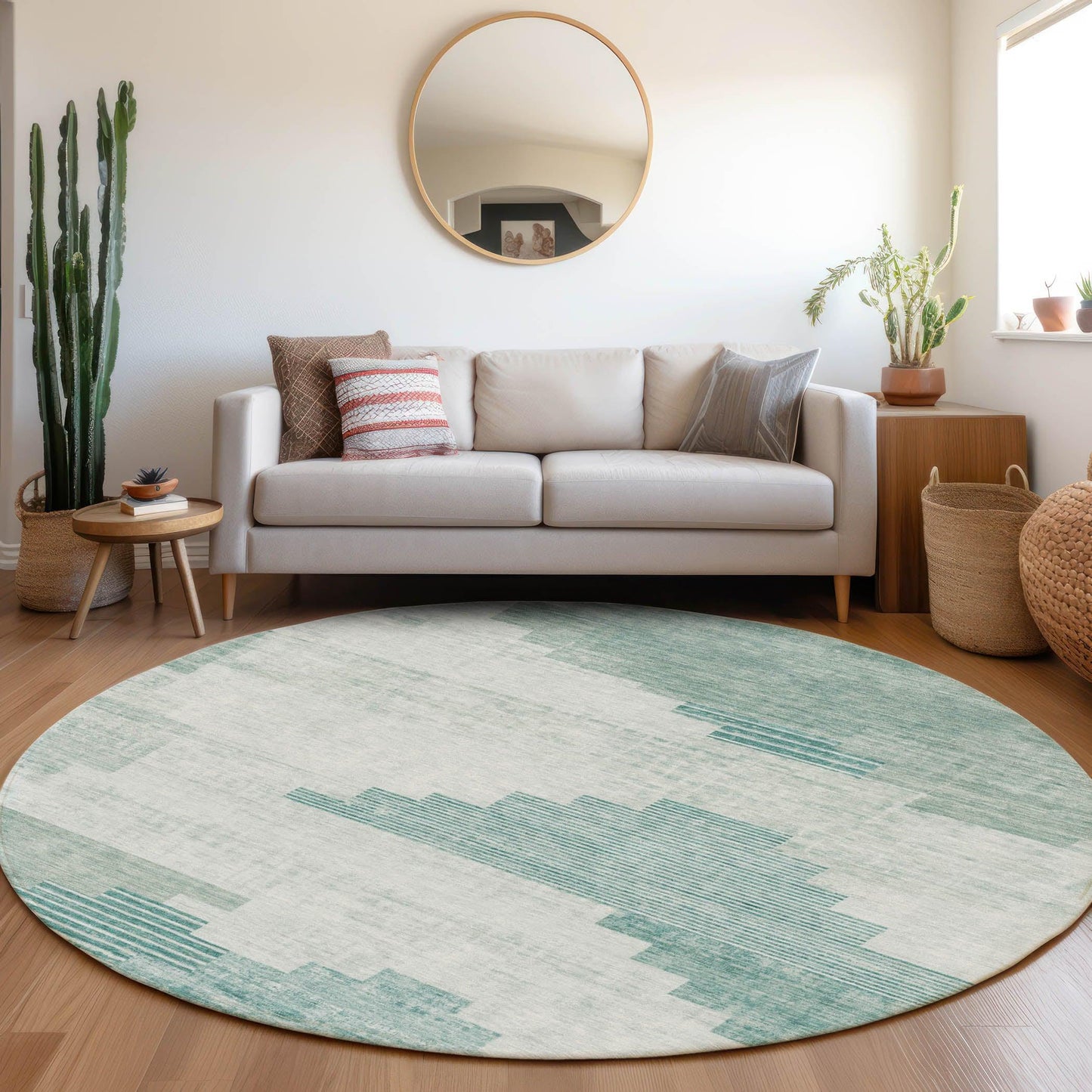 Raeel Teal Washable Indoor-Outdoor Rug
