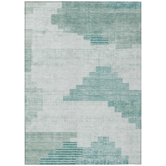 Raeel Teal Washable Indoor-Outdoor Rug