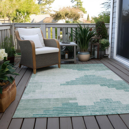 Raeel Teal Washable Indoor-Outdoor Rug