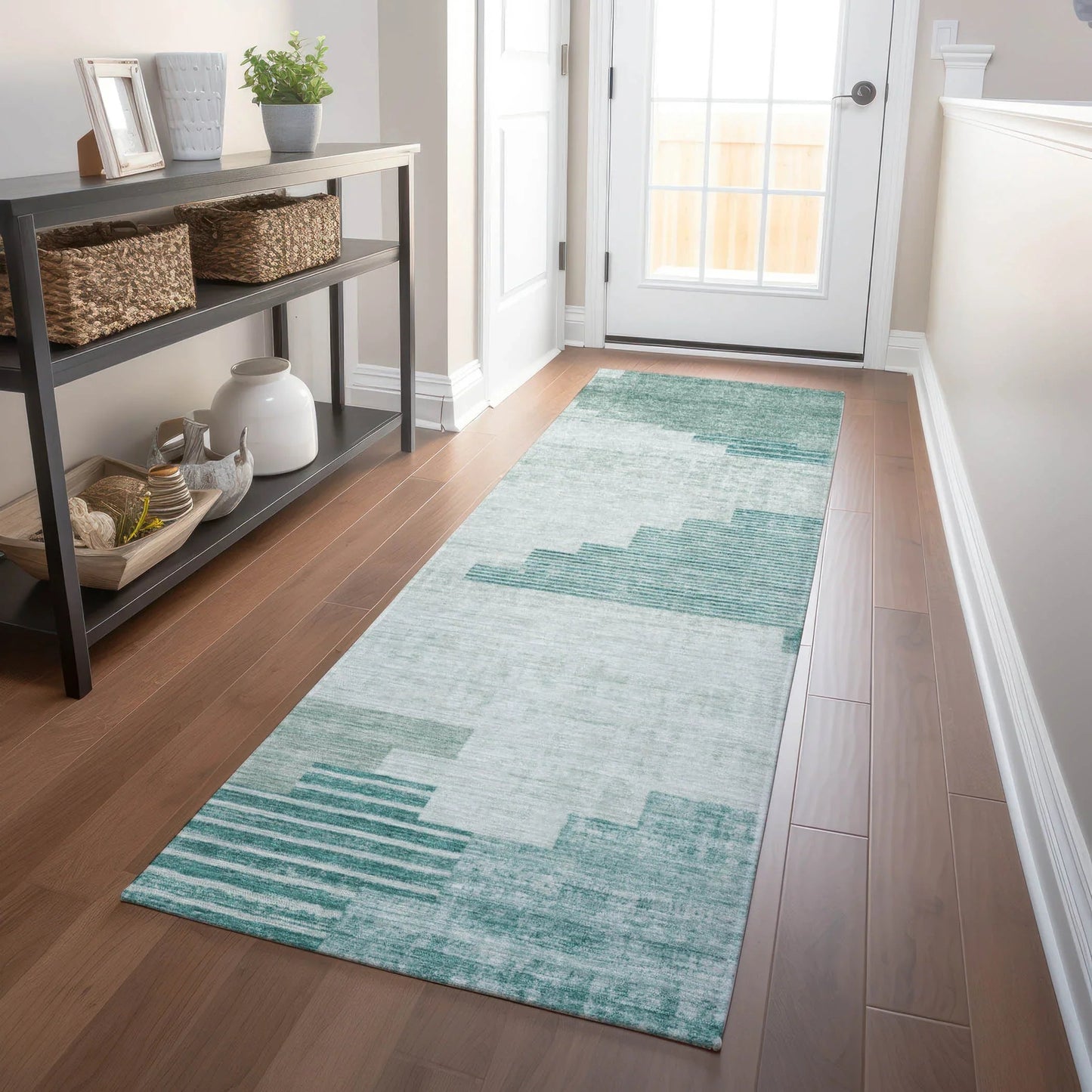 Raeel Teal Washable Indoor-Outdoor Rug
