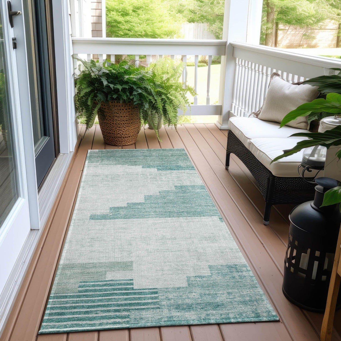 Raeel Teal Washable Indoor-Outdoor Rug