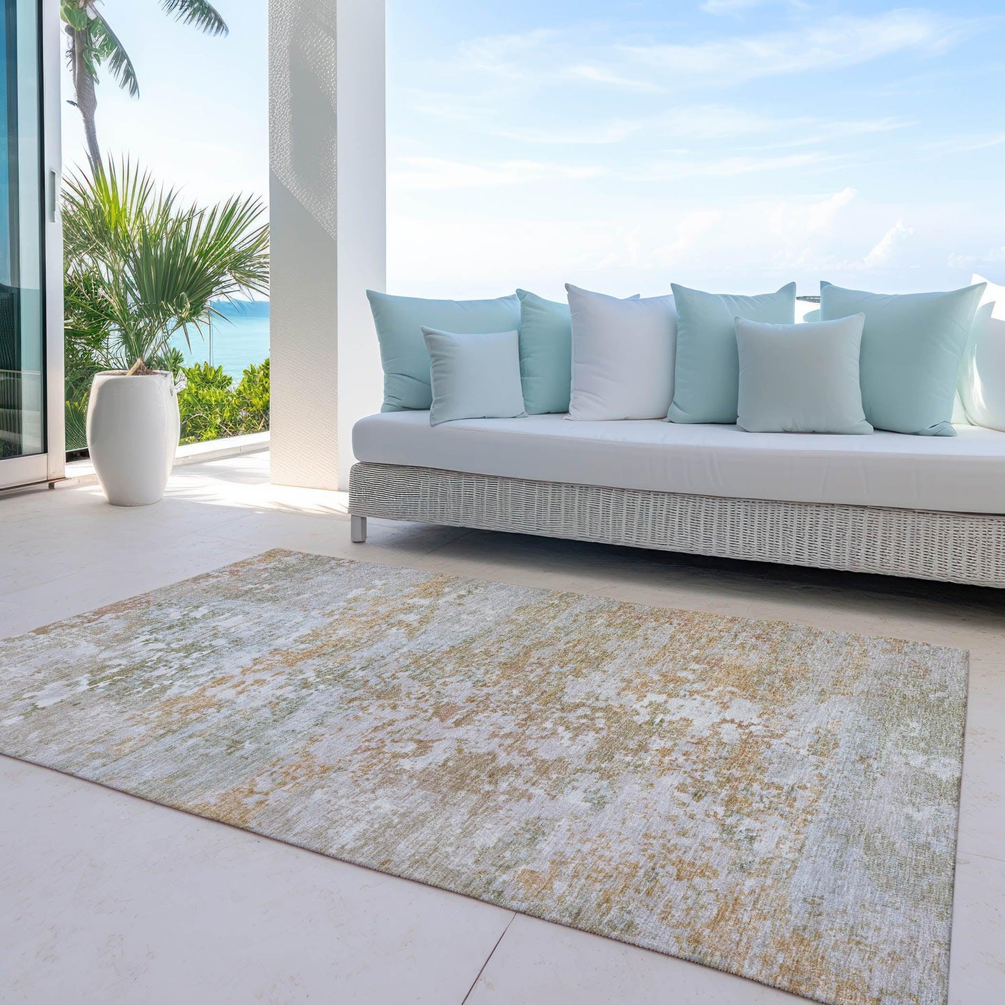 Raeira Coral Washable Indoor-Outdoor Rug