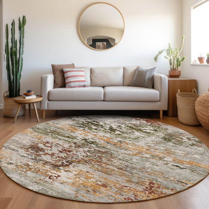 Raeira Terracotta Washable Indoor-Outdoor Rug