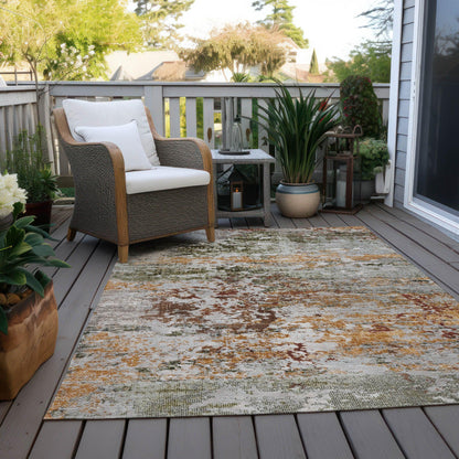 Raeira Terracotta Washable Indoor-Outdoor Rug