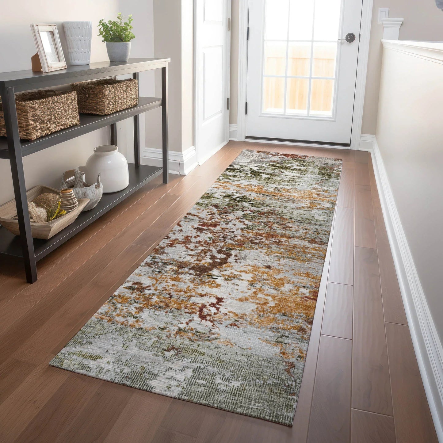 Raeira Terracotta Washable Indoor-Outdoor Rug