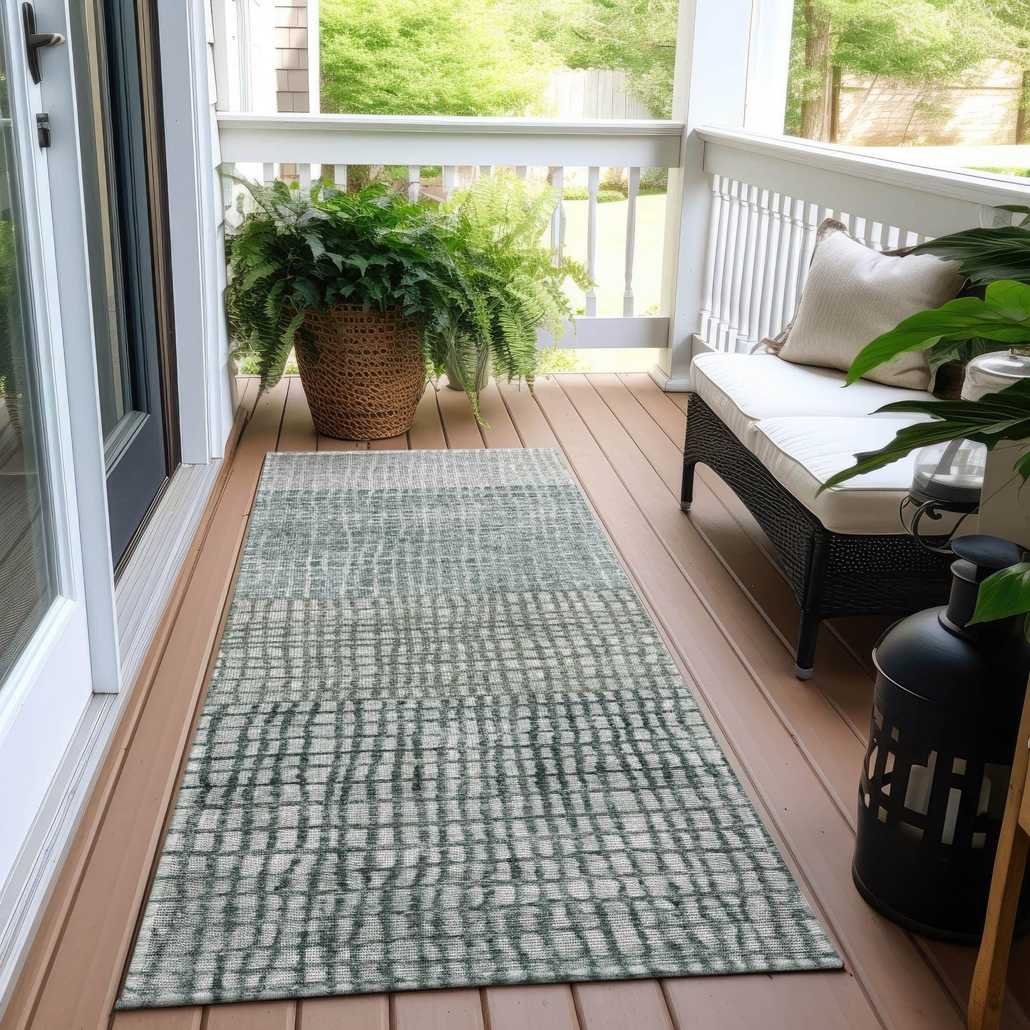 Raeon Aqua Washable Indoor-Outdoor Rug