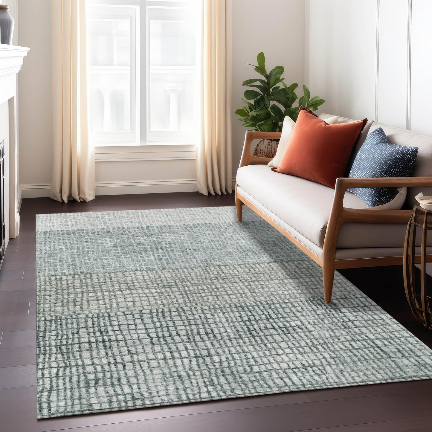 Raeon Aqua Washable Indoor-Outdoor Rug