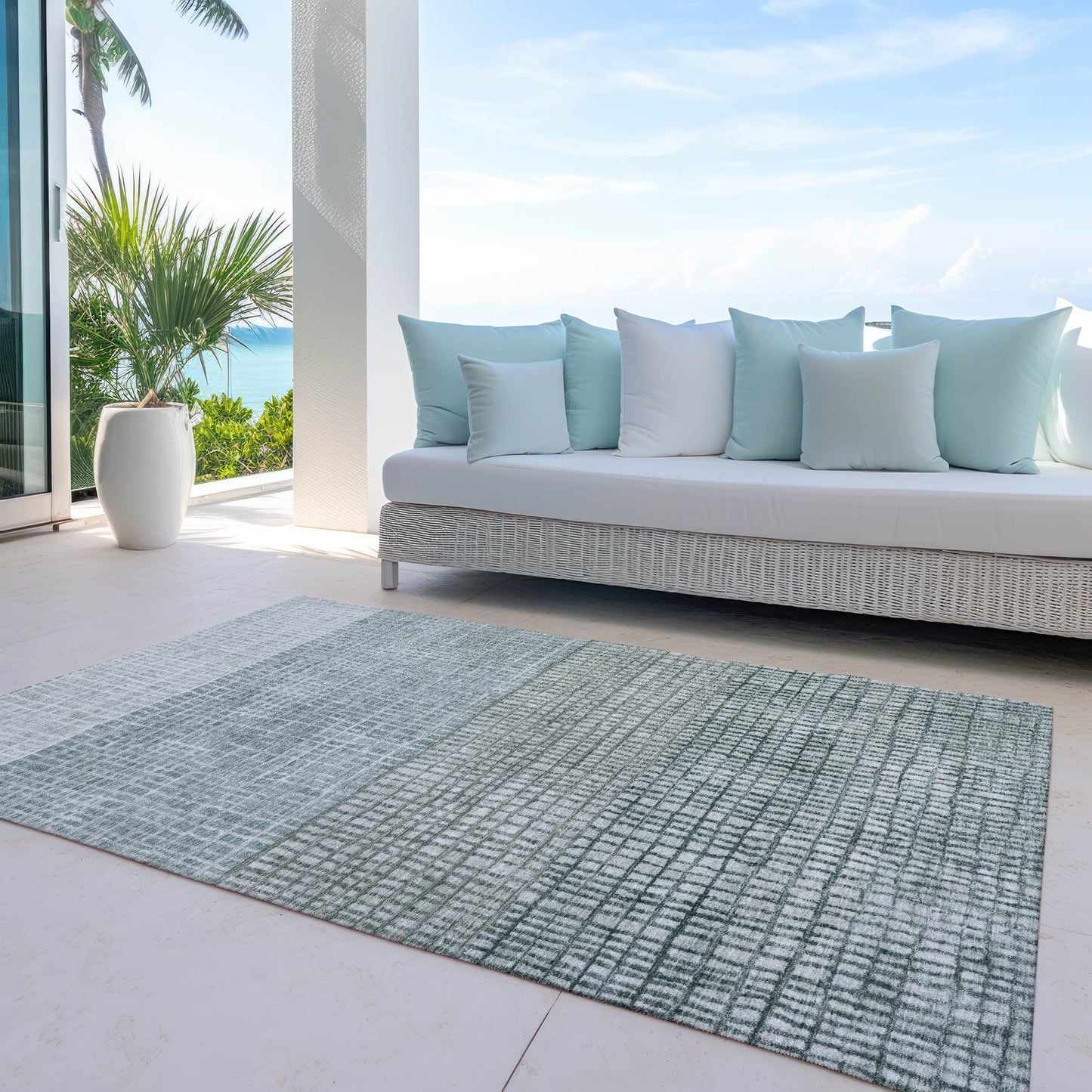Raeon Aqua Washable Indoor-Outdoor Rug