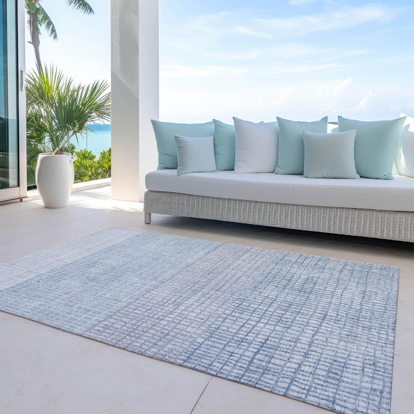 Raeon Sky Washable Indoor-Outdoor Rug