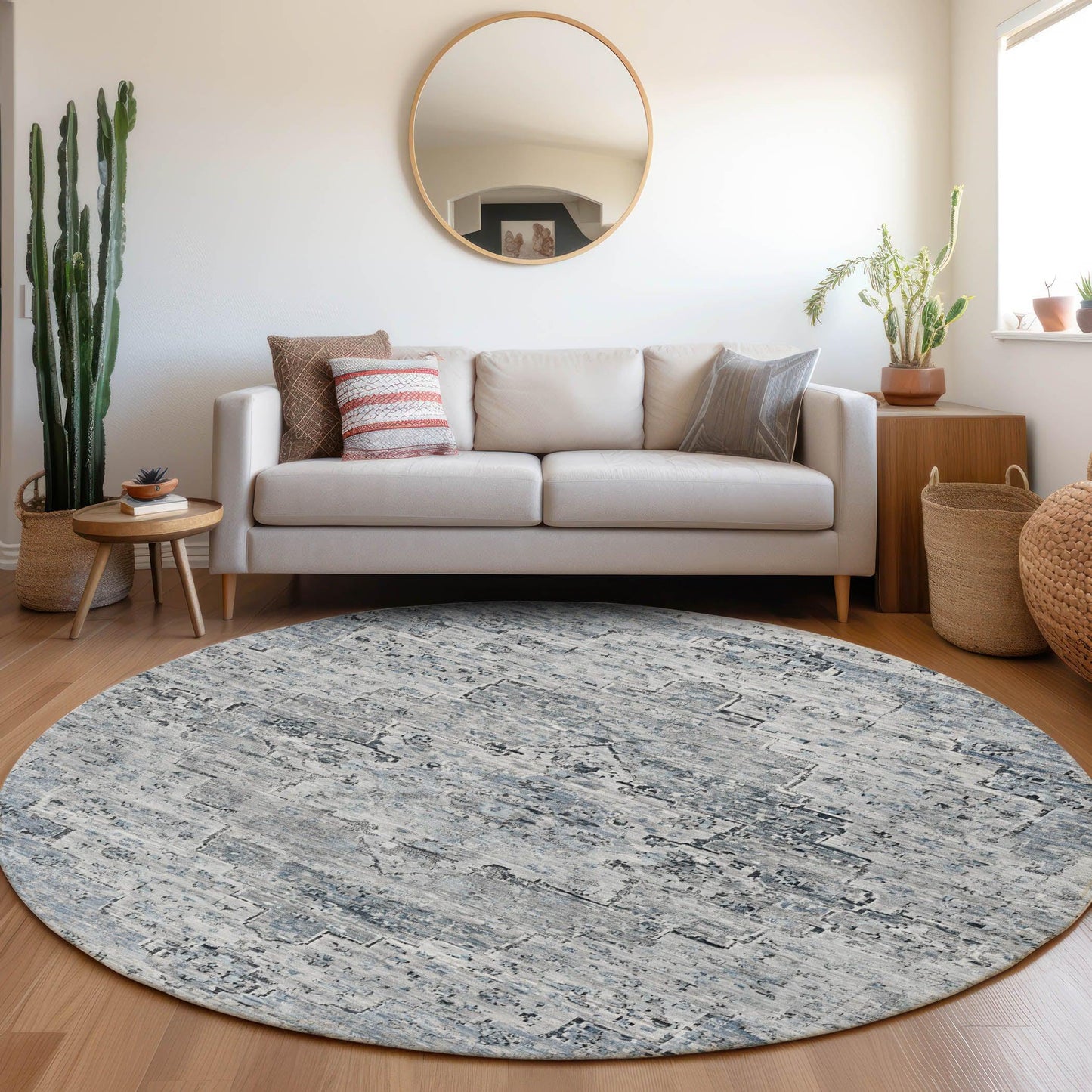 Raeor Blue Washable Indoor-Outdoor Rug