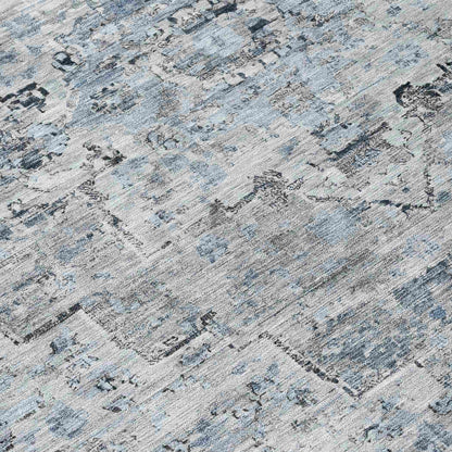 Raeor Blue Washable Indoor-Outdoor Rug