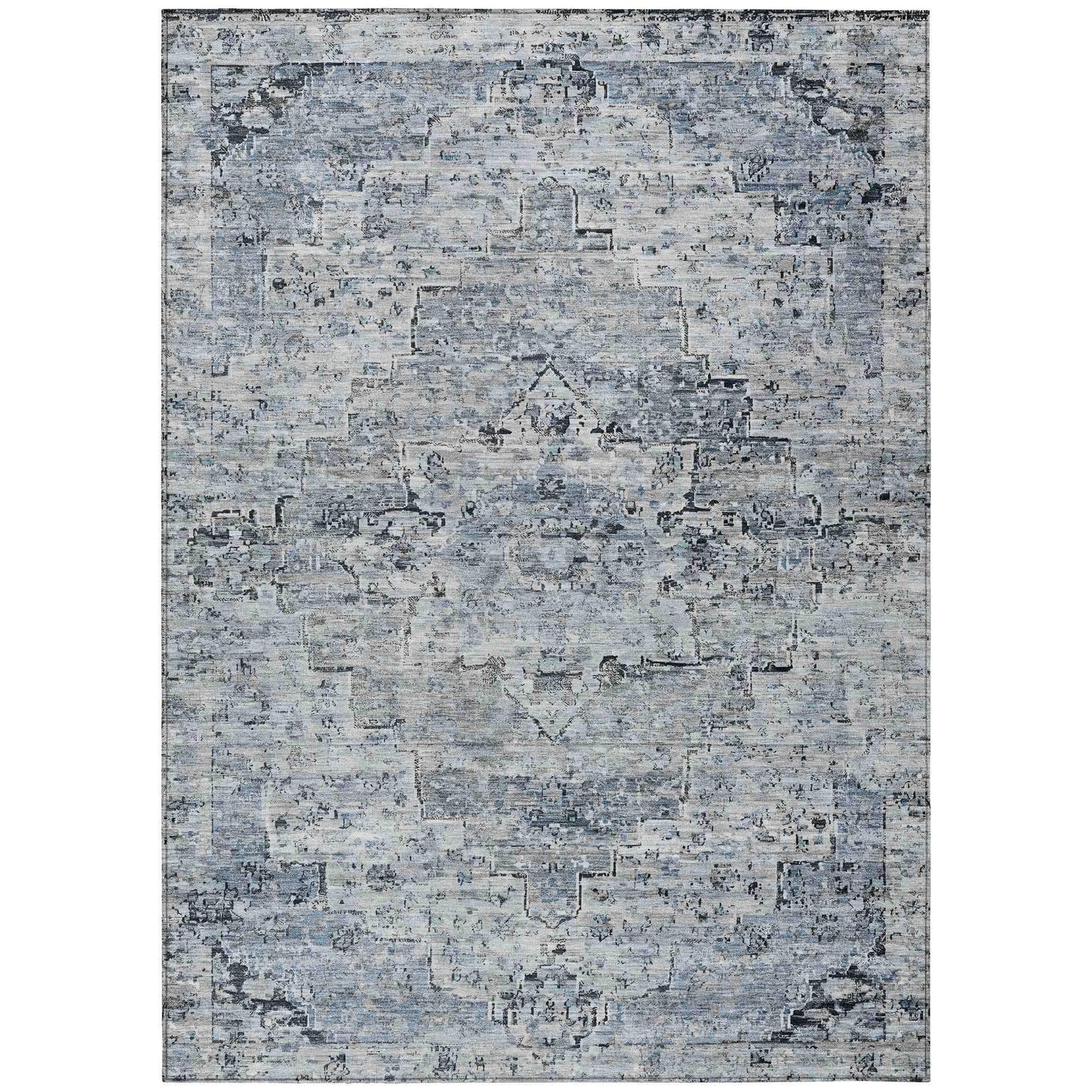 Raeor Blue Washable Indoor-Outdoor Rug