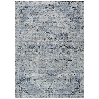 Raeor Blue Washable Indoor-Outdoor Rug