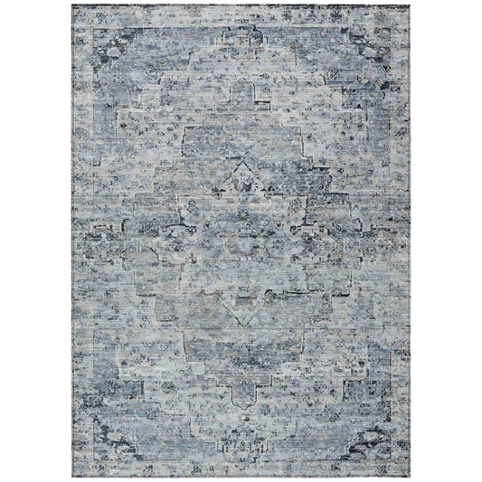 Raeor Blue Washable Indoor-Outdoor Rug
