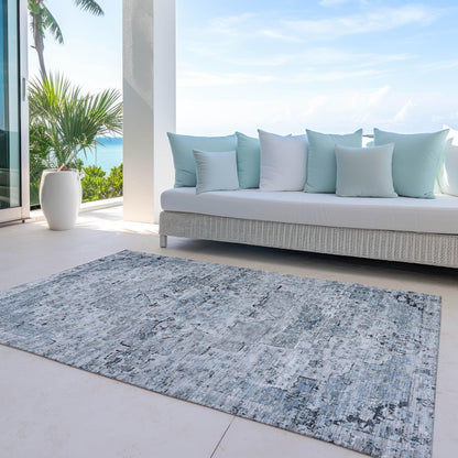 Raeor Blue Washable Indoor-Outdoor Rug