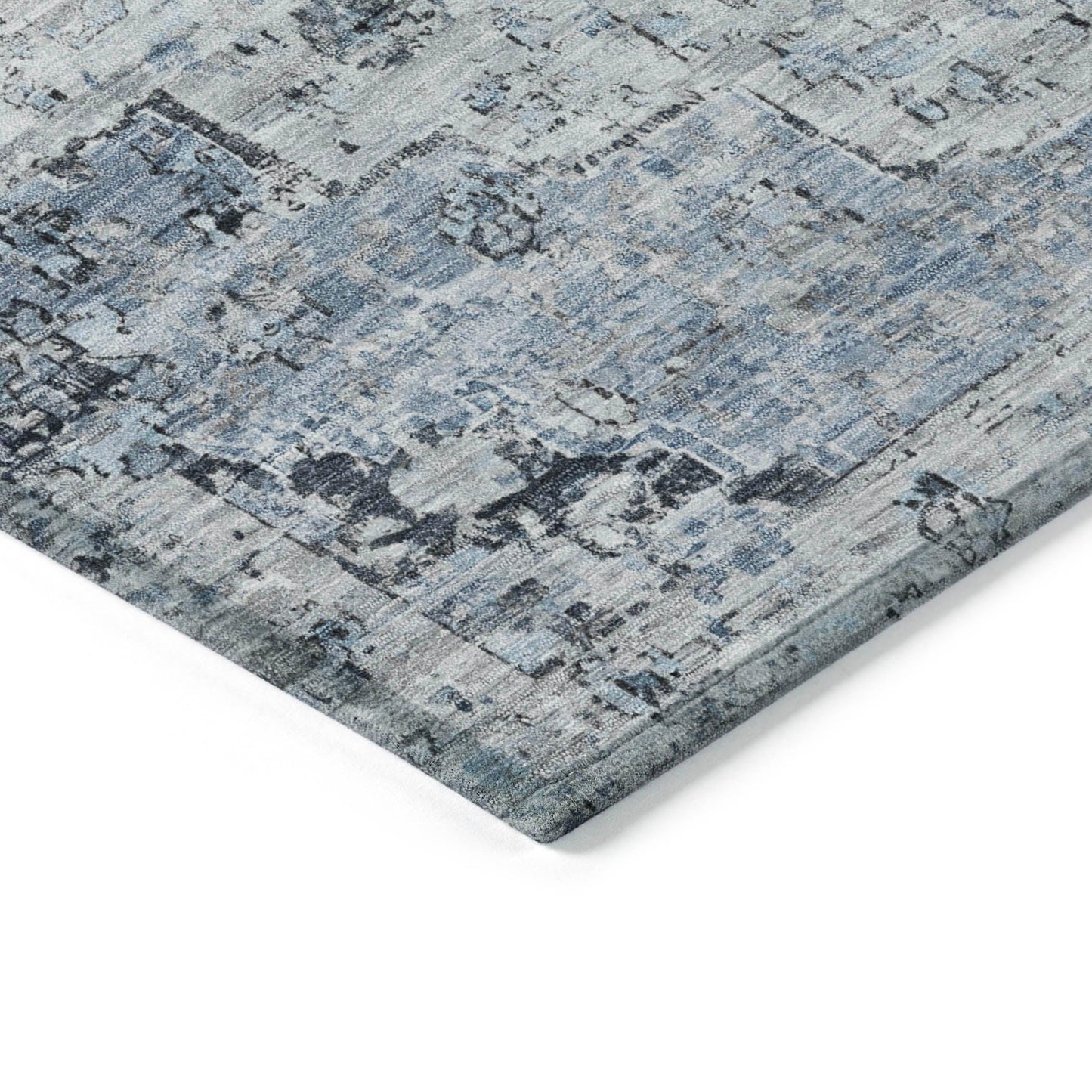Raeor Blue Washable Indoor-Outdoor Rug