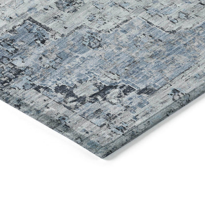 Raeor Blue Washable Indoor-Outdoor Rug
