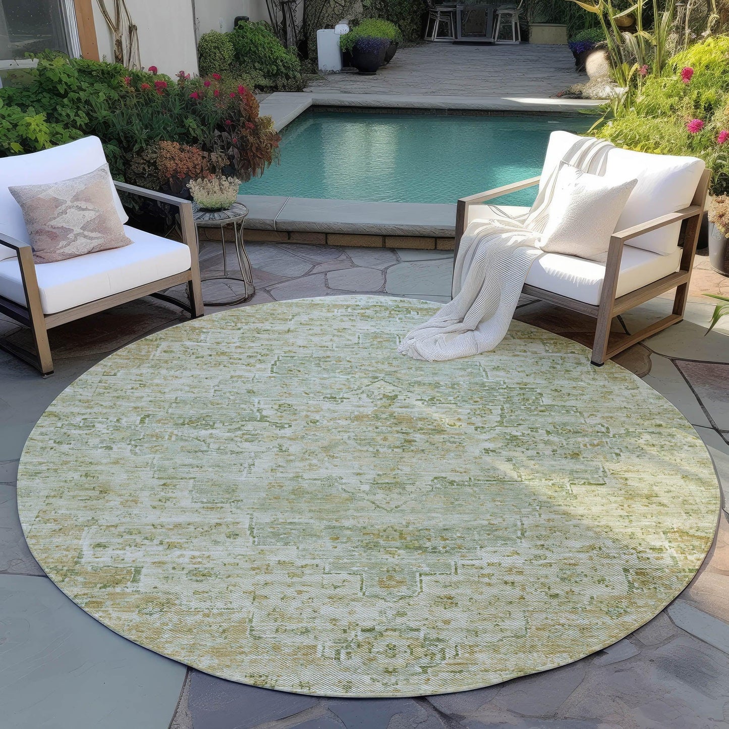 Raeor Green Washable Indoor-Outdoor Rug