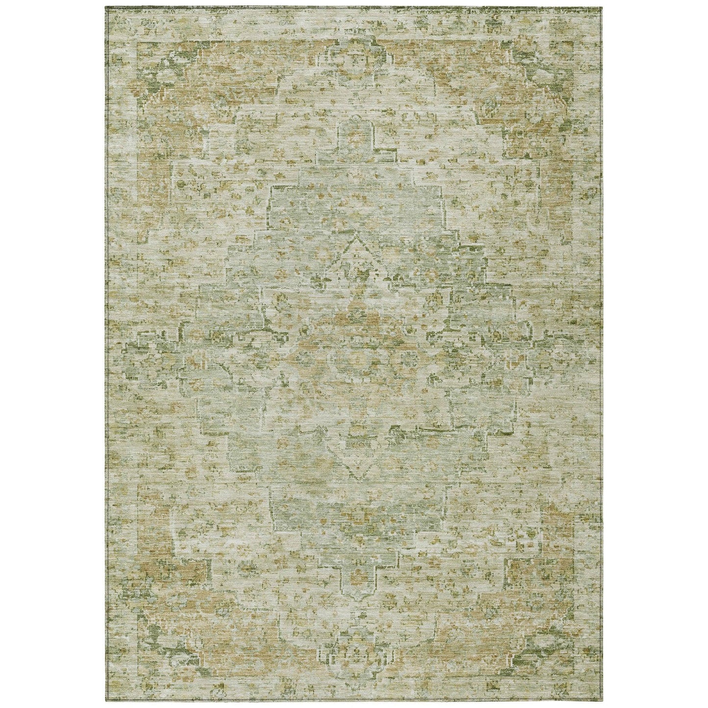 Raeor Green Washable Indoor-Outdoor Rug