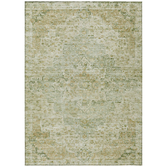 Raeor Green Washable Indoor-Outdoor Rug