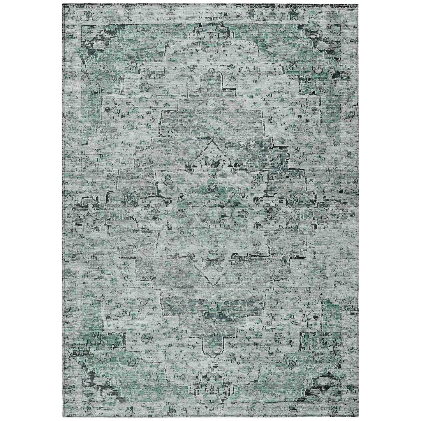 Raeor Teal Washable Indoor-Outdoor Rug