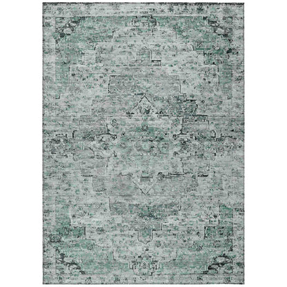 Raeor Teal Washable Indoor-Outdoor Rug