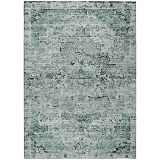 Raeor Teal Washable Indoor-Outdoor Rug