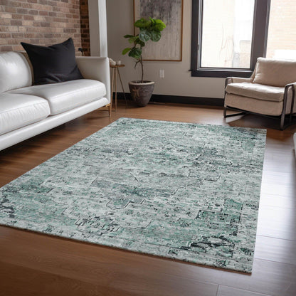 Raeor Teal Washable Indoor-Outdoor Rug