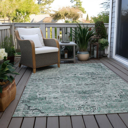 Raeor Teal Washable Indoor-Outdoor Rug