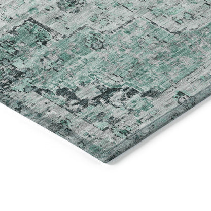 Raeor Teal Washable Indoor-Outdoor Rug