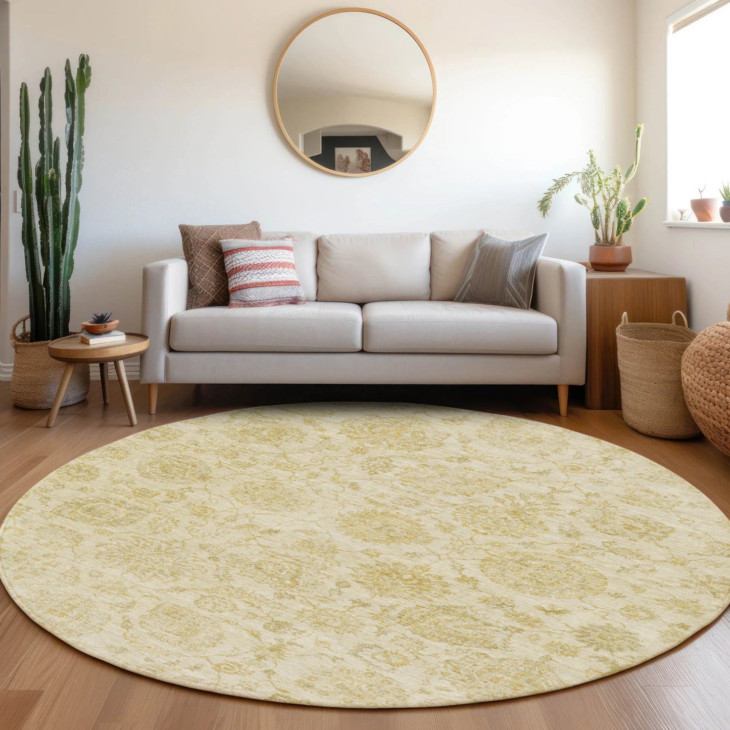 Raeora Gold Washable Indoor-Outdoor Rug